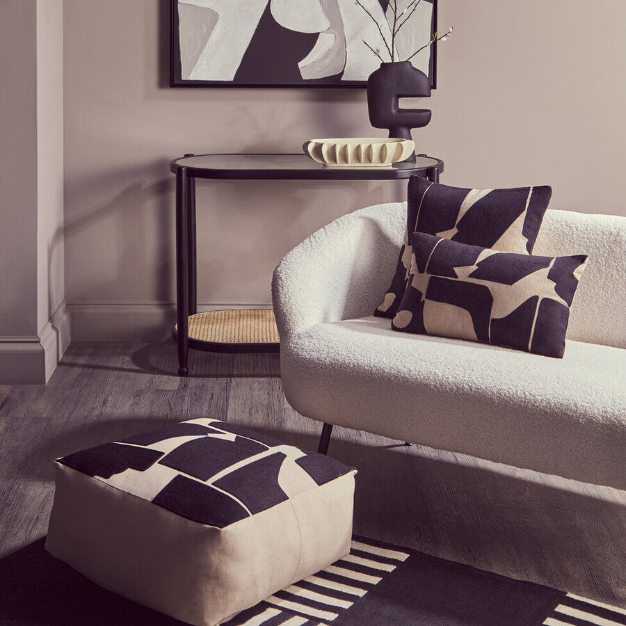 Orsina Bosie Ozella Square Floor Cushion – Natural & Black Cotton
