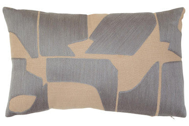 Orsina Bosie Ozella Natural and Grey Embroidered Cotton Cushion