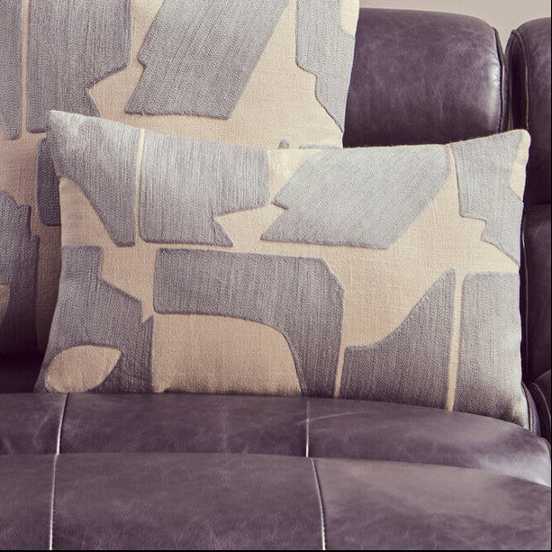 Orsina Bosie Ozella Natural and Grey Embroidered Cotton Cushion