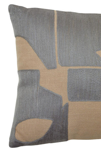 Orsina Bosie Ozella Natural and Grey Embroidered Cotton Cushion
