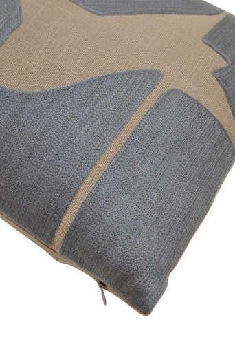 Orsina Bosie Ozella Natural and Grey Embroidered Cotton Cushion
