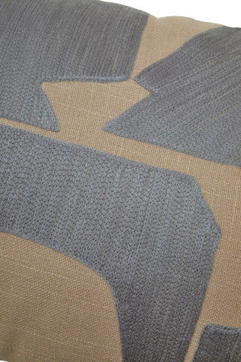 Orsina Bosie Ozella Natural and Grey Embroidered Cotton Cushion