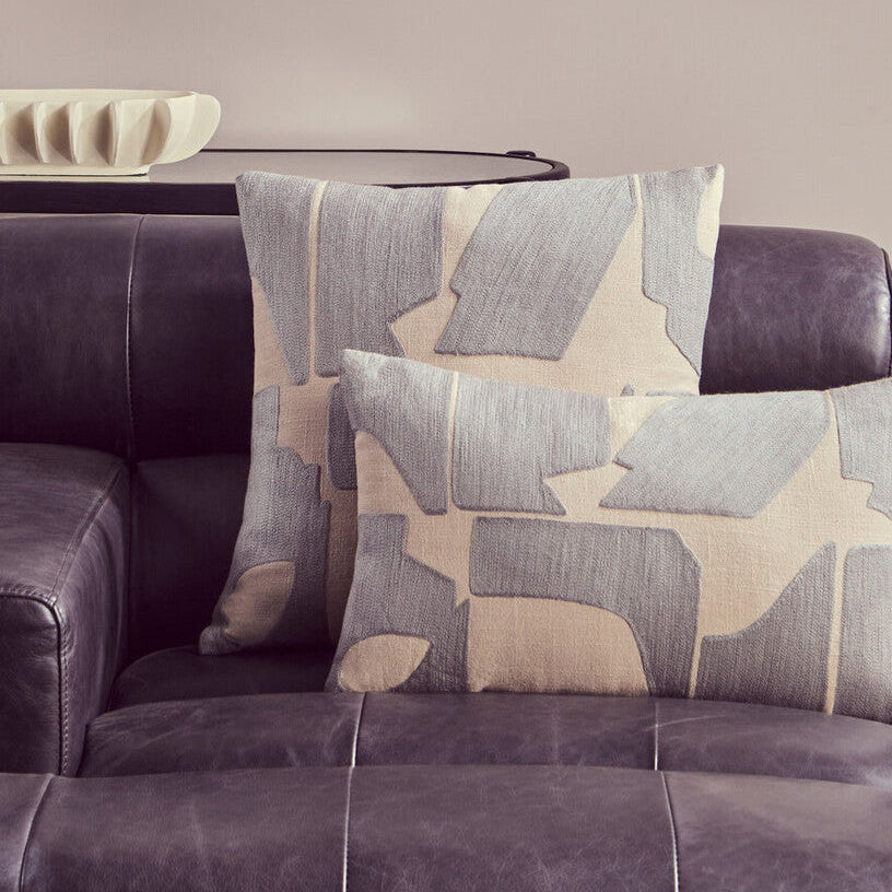 Orsina Bosie Ozella Square Cushion – Natural and Grey Cotton Pillow