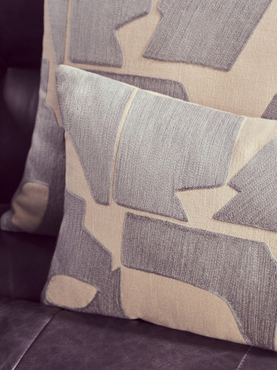 Orsina Bosie Ozella Square Cushion – Natural and Grey Cotton Pillow