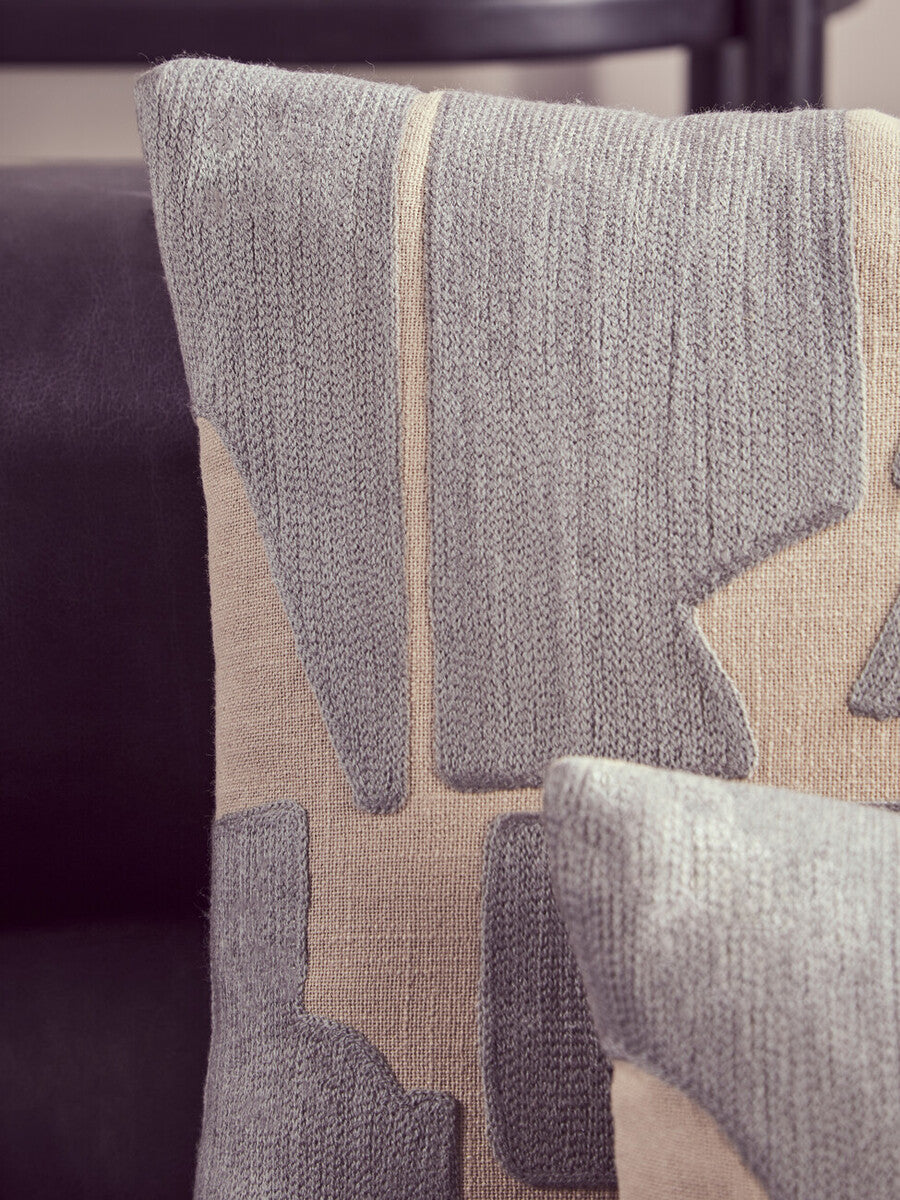 Orsina Bosie Ozella Square Cushion – Natural and Grey Cotton Pillow