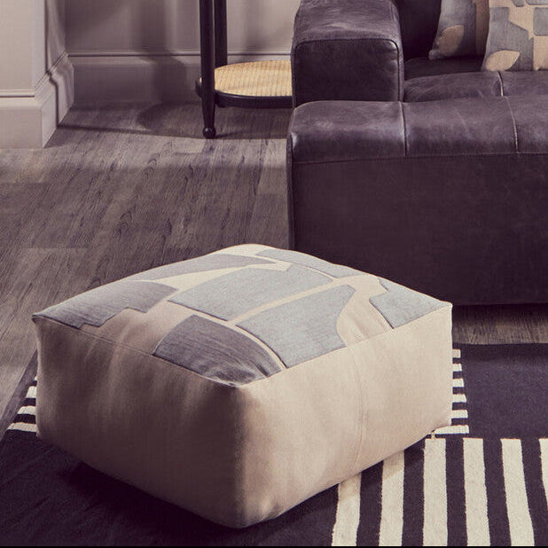 Orsina Bosie Ozella Square Floor Cushion – Natural and Grey Cotton
