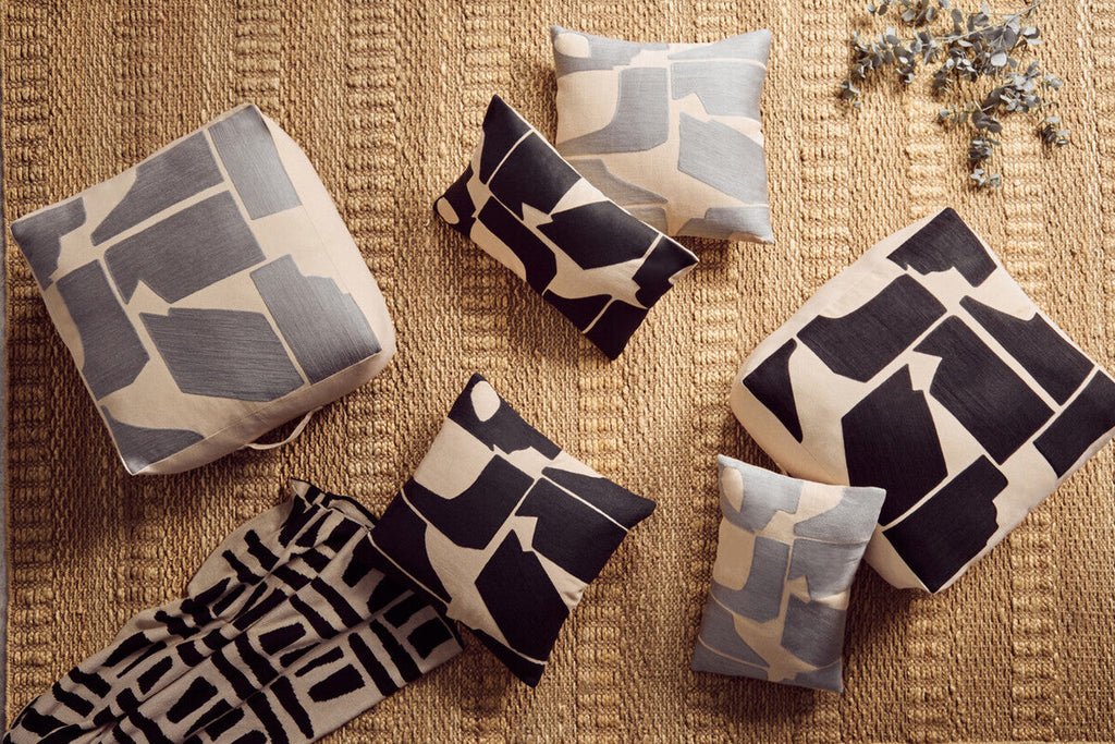 Orsina Bosie Ozella Square Floor Cushion – Natural and Grey Cotton