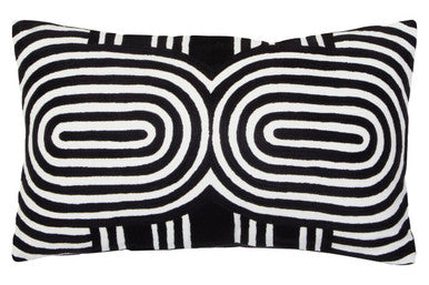 Orsina Bosie Ozella Black and White Embroidered Cotton Cushion
