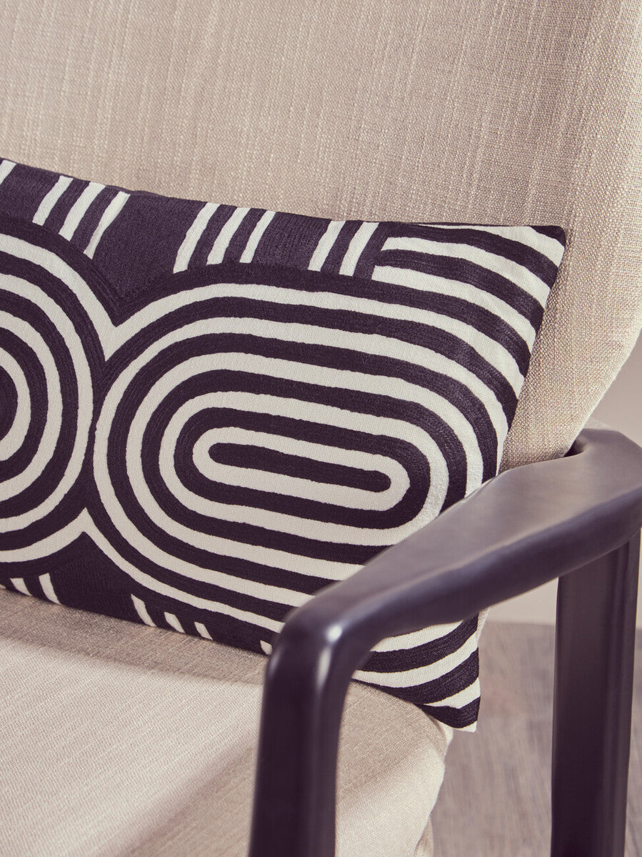 Orsina Bosie Ozella Black and White Embroidered Cotton Cushion