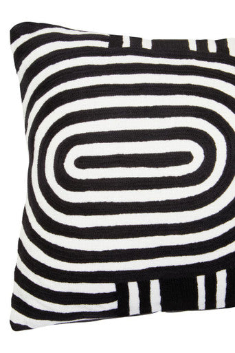 Orsina Bosie Ozella Black and White Embroidered Cotton Cushion