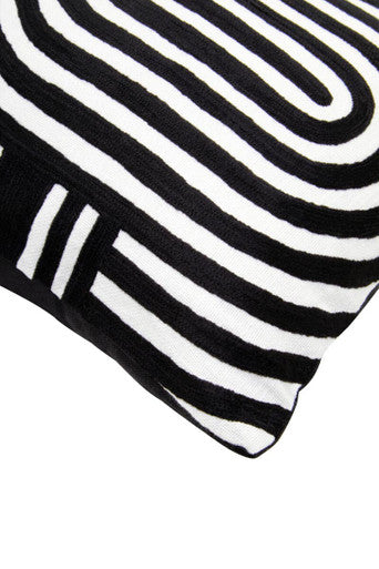 Orsina Bosie Ozella Black and White Embroidered Cotton Cushion