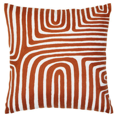 Orsina Bosie Ozella Rust and White Embroidered Cotton Cushion