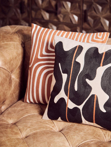 Orsina Bosie Ozella Rust and White Embroidered Cotton Cushion