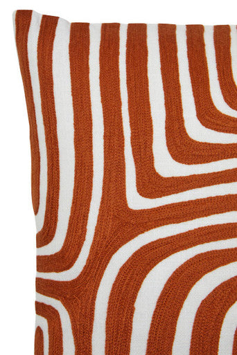 Orsina Bosie Ozella Rust and White Embroidered Cotton Cushion