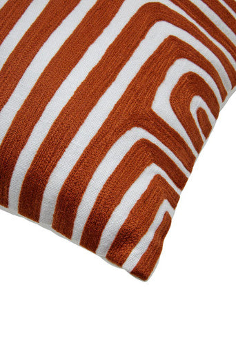 Orsina Bosie Ozella Rust and White Embroidered Cotton Cushion