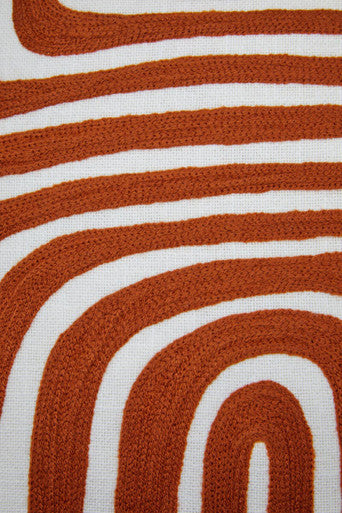 Orsina Bosie Ozella Rust and White Embroidered Cotton Cushion