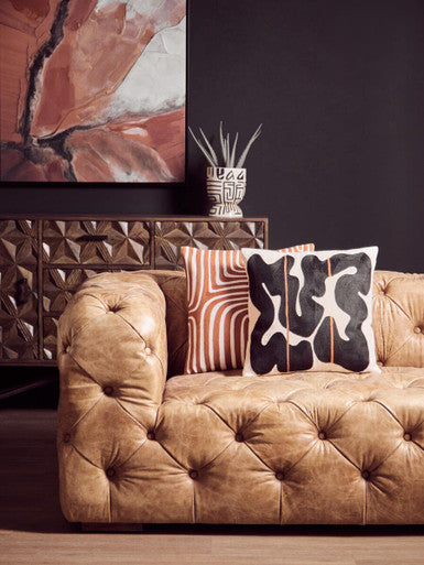 Orsina Bosie Ozella Embroidered Cotton Cushion | Black and Beige