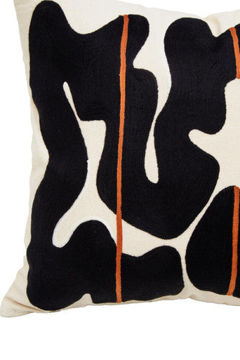 Orsina Bosie Ozella Embroidered Cotton Cushion | Black and Beige