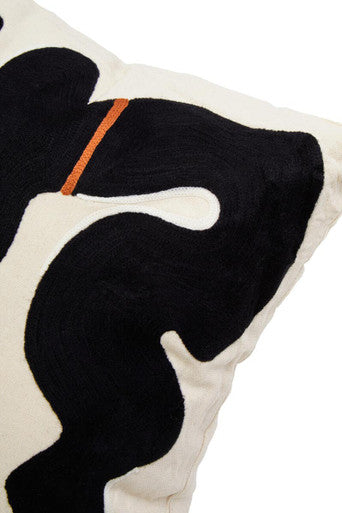 Orsina Bosie Ozella Embroidered Cotton Cushion | Black and Beige
