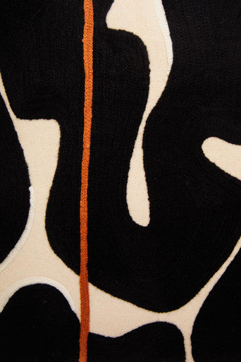 Orsina Bosie Ozella Embroidered Cotton Cushion | Black and Beige