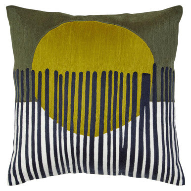 Orsina Bosie Ozella Green and White Embroidered Cotton Cushion