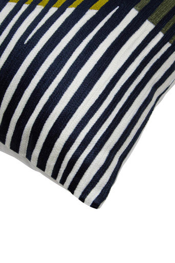 Orsina Bosie Ozella Green and White Embroidered Cotton Cushion