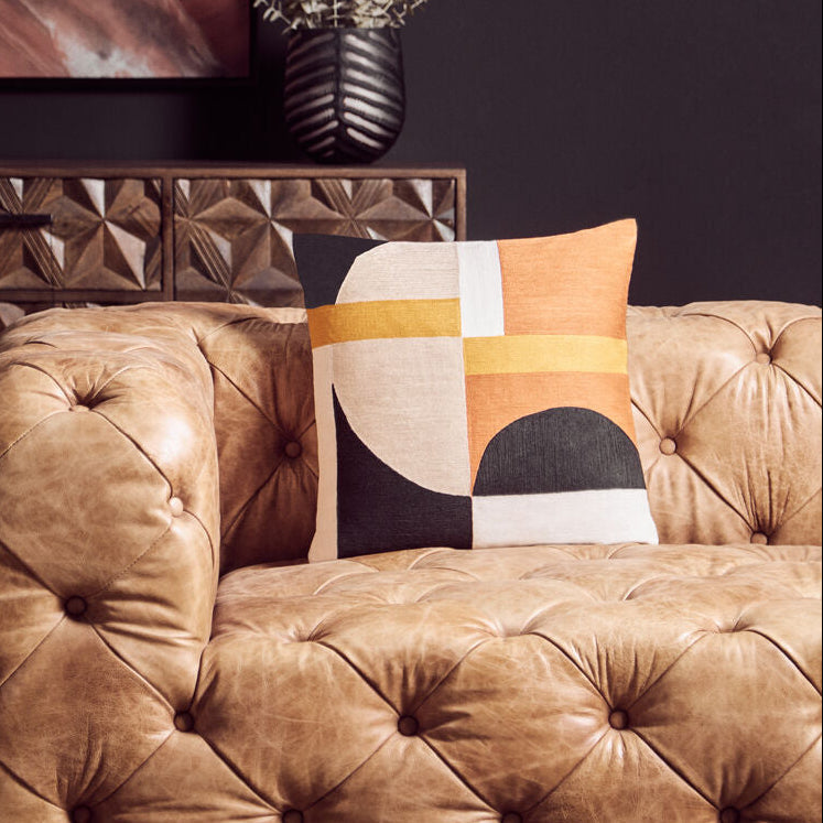 Orsina Bosie Ozella Geometric Cotton Cushion – Multi-Colour Accent Pillow