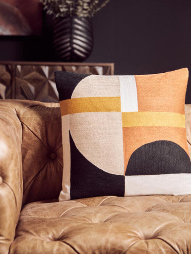 Orsina Bosie Ozella Geometric Cotton Cushion – Multi-Colour Accent Pillow