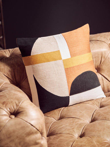 Orsina Bosie Ozella Geometric Cotton Cushion – Multi-Colour Accent Pillow