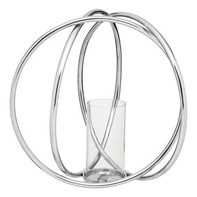 Orsina Aura Large Silver Pillar Candle Holder – Hand-Cast Aluminium