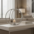 Orsina Aura Large Silver Pillar Candle Holder – Hand-Cast Aluminium