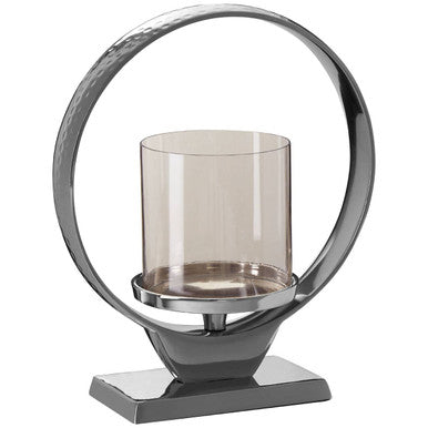 Orsina Cirqua Small Silver Finish Candle Holder | Polished Aluminium