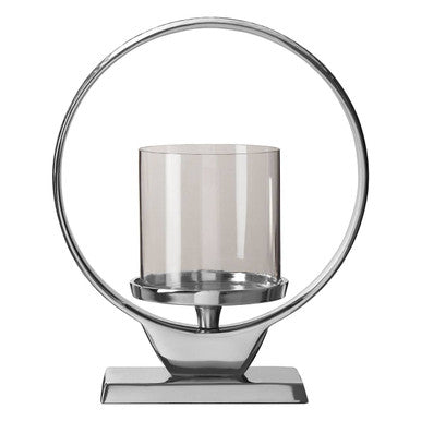 Orsina Cirqua Small Silver Finish Candle Holder | Polished Aluminium