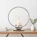 Orsina Cirqua Silver Candle Holder – Medium Polished Aluminium Pillar