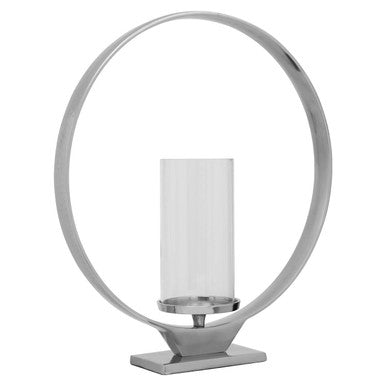 Orsina Cirqua Large Silver Candle Holder – Polished Aluminium