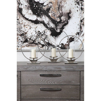 Orsina Cirqua Large Silver Candle Holder – Polished Aluminium