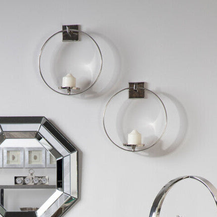 Orsina Cirqua Silver Wall Sconce | Handcrafted Aluminium Candle Holder