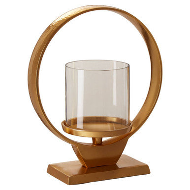 Orsina Cirqua Small Gold Finish Candle Holder | Polished Aluminium