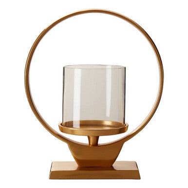 Orsina Cirqua Small Gold Finish Candle Holder | Polished Aluminium