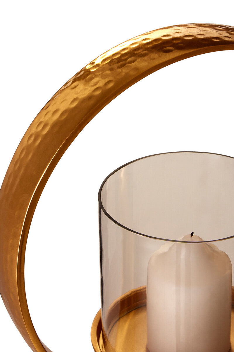 Orsina Cirqua Small Gold Finish Candle Holder | Polished Aluminium