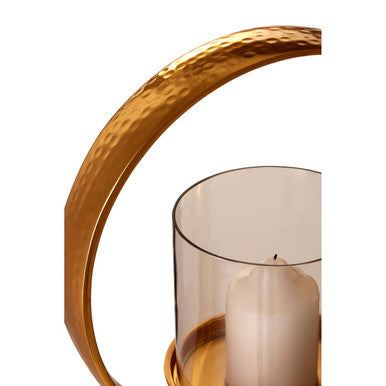 Orsina Cirqua Small Gold Finish Candle Holder | Polished Aluminium