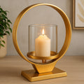 Orsina Cirqua Small Gold Finish Candle Holder | Polished Aluminium