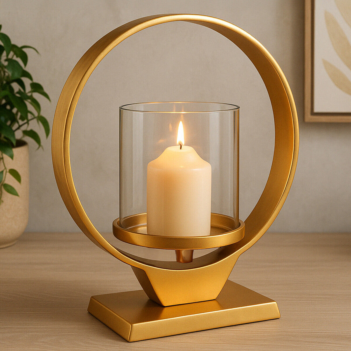Orsina Cirqua Small Gold Finish Candle Holder | Polished Aluminium
