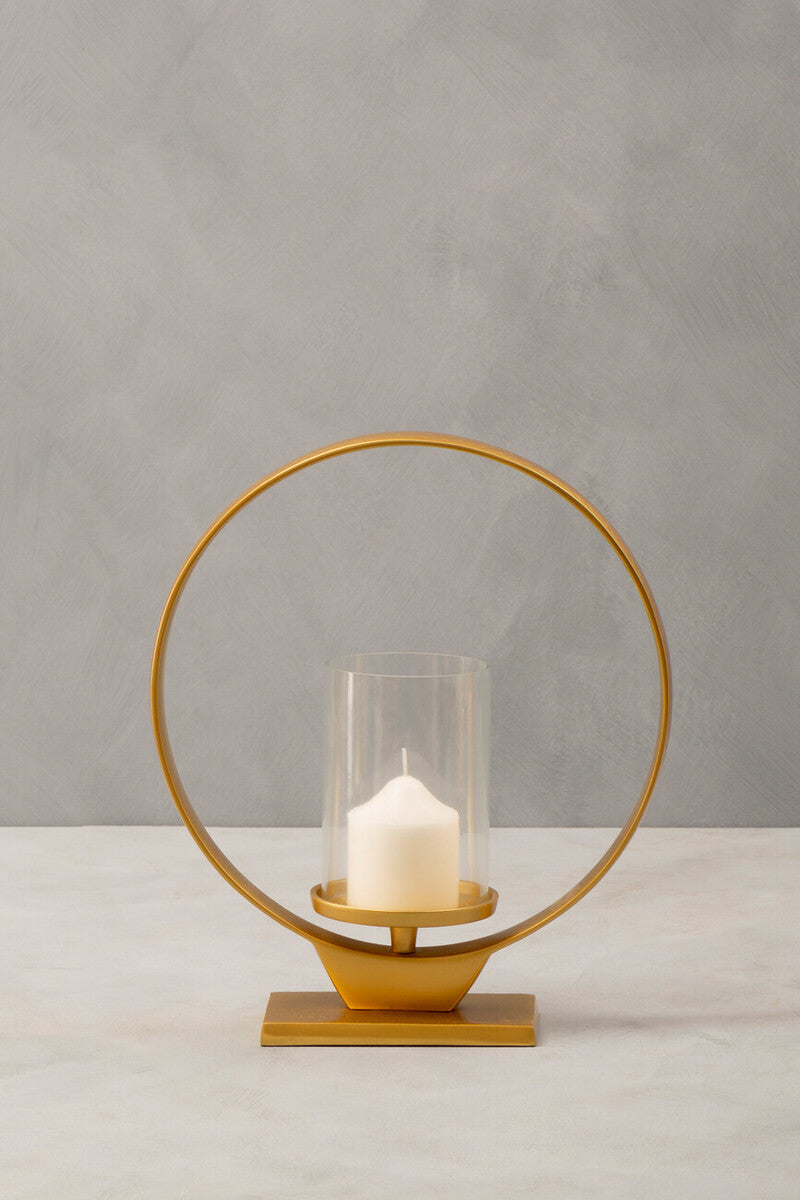Orsina Cirqua Gold Candle Holder – Medium Handcrafted Metal Decor