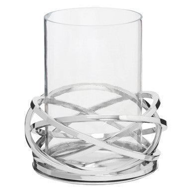 Orsina Luna Twist Small Silver Finish Aluminium Candle Holder