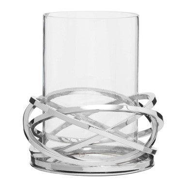 Orsina Luna Twist Small Silver Finish Aluminium Candle Holder