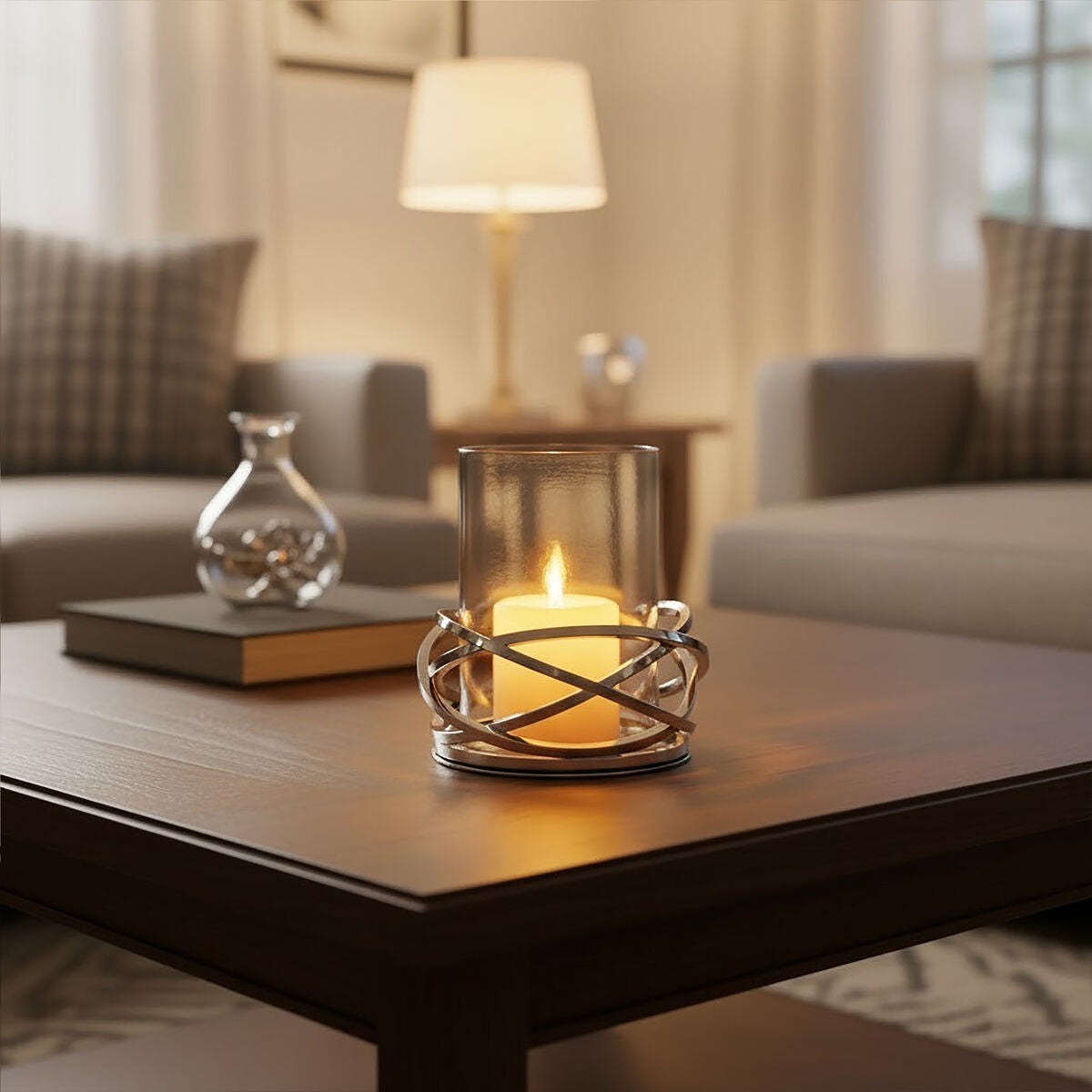Orsina Luna Twist Small Silver Finish Aluminium Candle Holder
