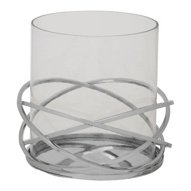 Orsina Luna Twist Large Silver Aluminium Sculptural Candle Holder