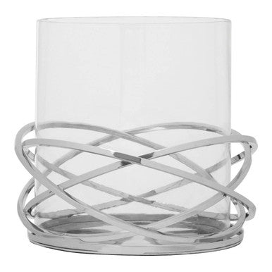 Orsina Luna Twist Large Silver Aluminium Sculptural Candle Holder