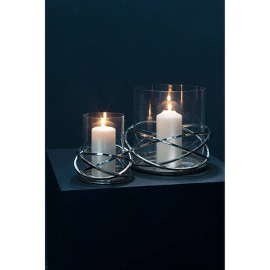 Orsina Luna Twist Large Silver Aluminium Sculptural Candle Holder